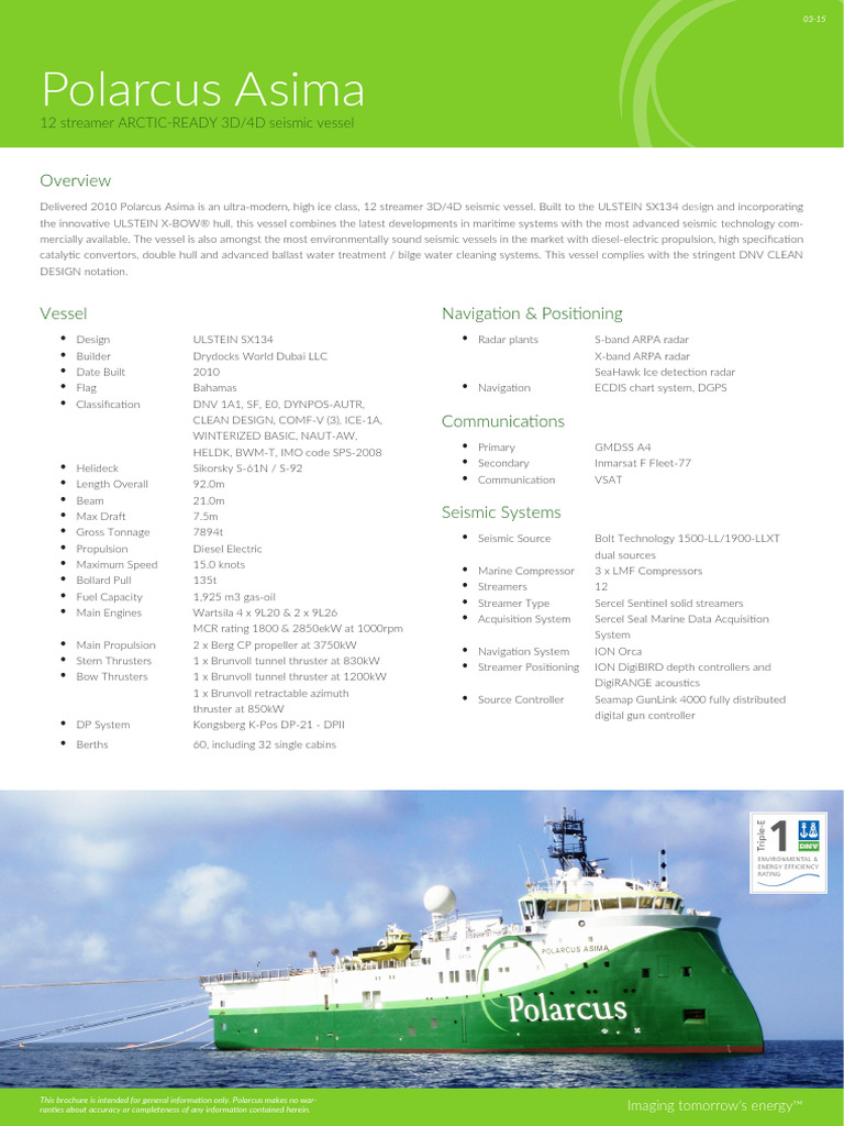 Polarcus Asima Specification Web | PDF | Marine Propulsion | Water ...