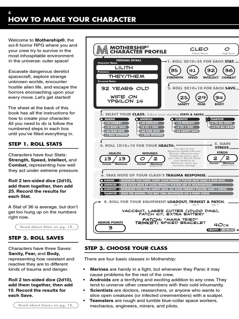 Mothership character creation rules pdf radio
