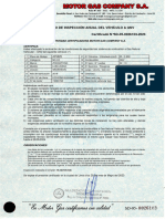 Certificado de Inspección Anual Del Vehículo A GNV Certificado N°SD-05-0026103-2023