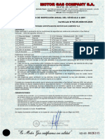 Certificado de Inspección Anual Del Vehículo A GNV Certificado N°SD-05-0026105-2023