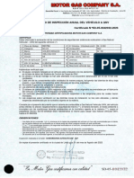 Certificado de Inspección Anual Del Vehículo A GNV Certificado N°SD-05-0042032-2023
