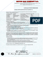 Certificado N°SD-05-0048408-2023: La Entidad Certificadora Motor Gas Company S.A. Certifica