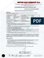 Certificado de Inspección Anual Del Vehículo A GNV Certificado N°SD-05-0042033-2023