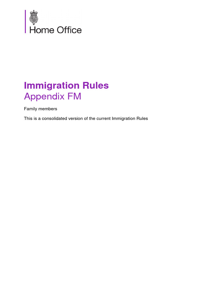 Immigration Rules Appendix Fm-Se: Family Members Specified Evidence – ICVGR
