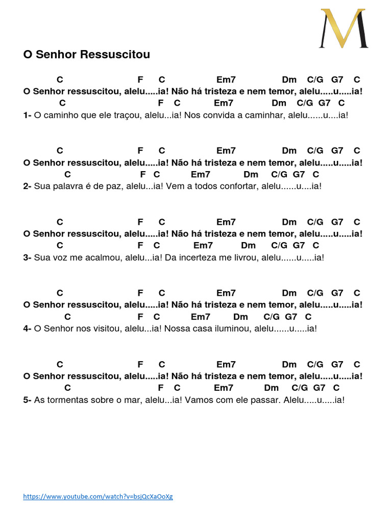 O Senhor Ressuscitou: Letra e Mensagem | PDF