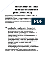 Regimul Fanariot in Tara Romaneasca Si Moldova (Sec - XVIII-XIX)