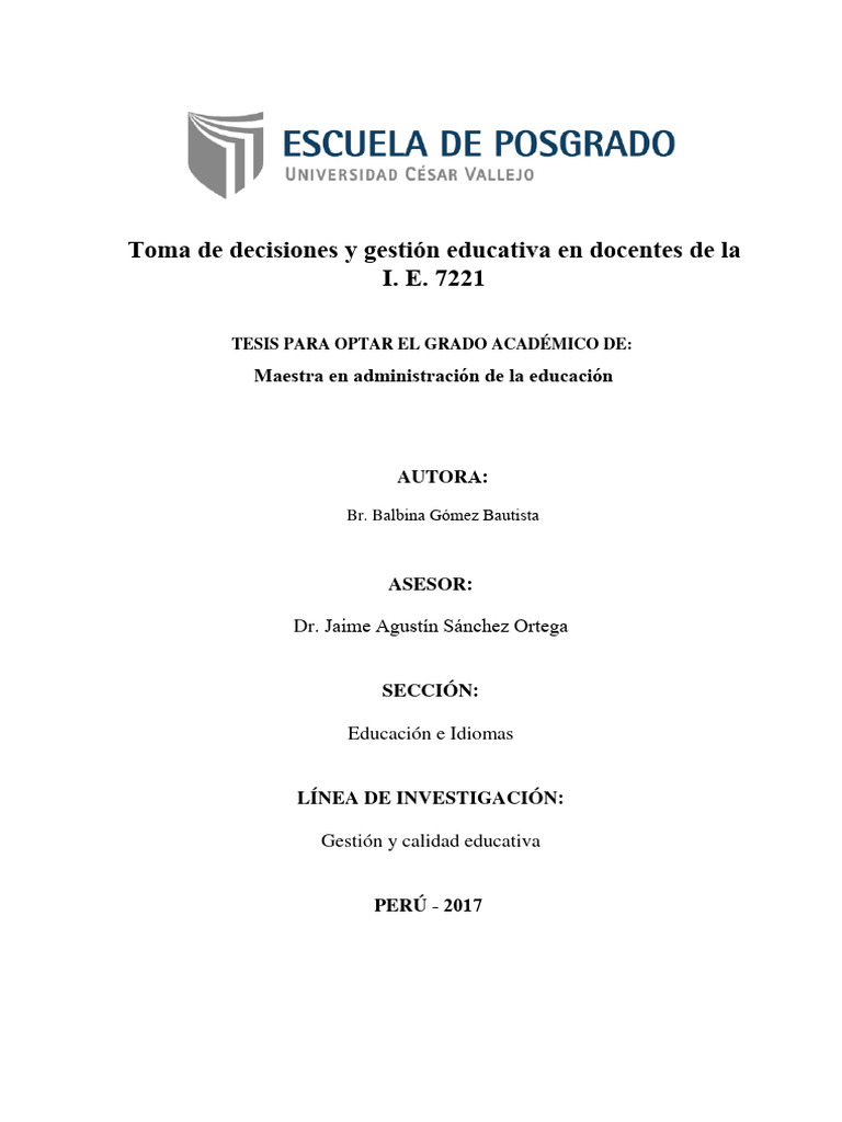 Toma de Decisiones en Gestión Educativa | PDF | Metodología de encuesta ...