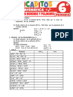 Grados de Un Monomio y Polinomio para Sexto Grado de Primaria