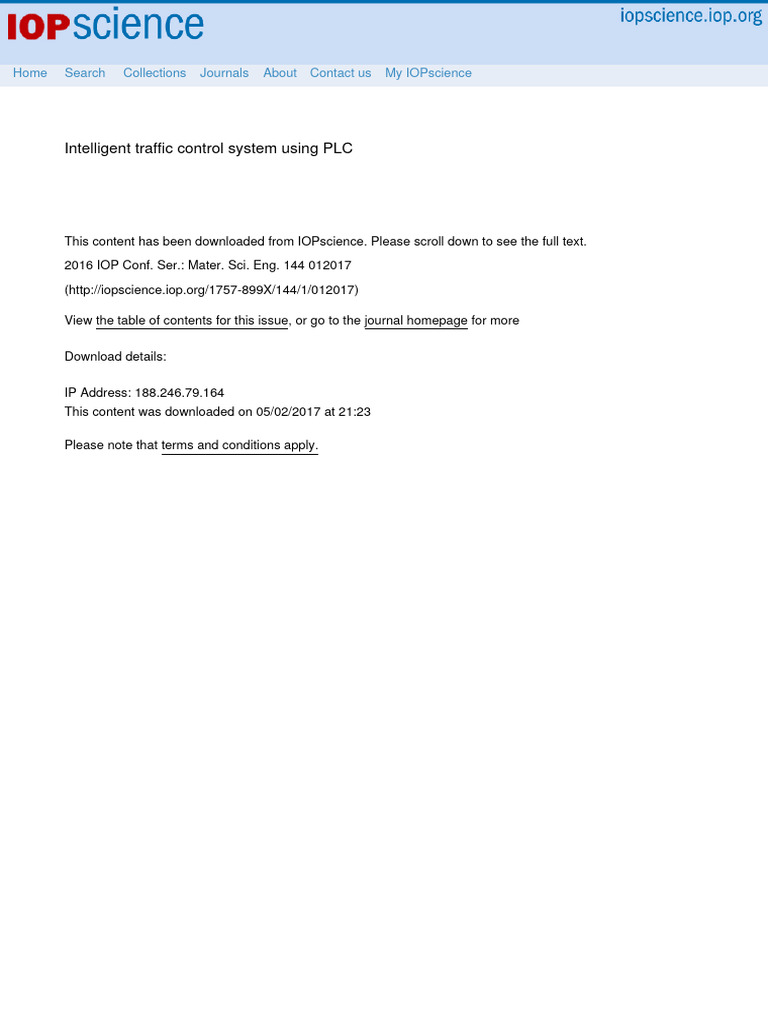 PLC-Based Intelligent Traffic Control | PDF | Programmable Logic ...