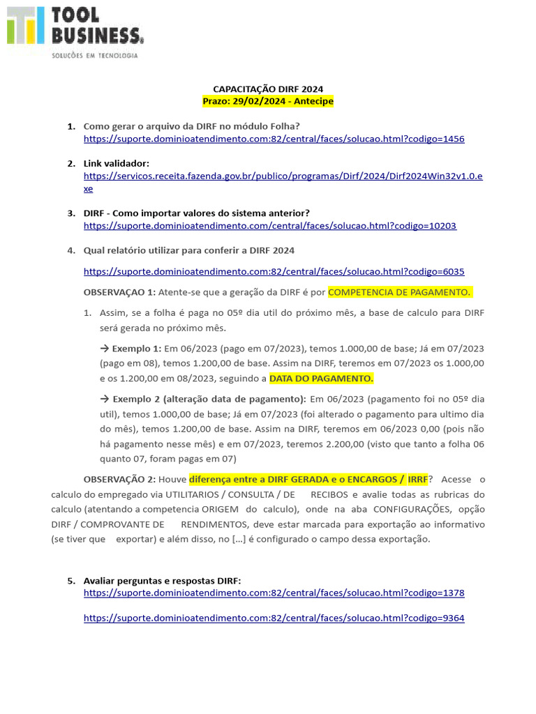 Capacitação DIRF 2024: Guia Completo | PDF