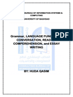 Grammar, Language Functions, Conversation, Reading Comperehension, and Essay Writing