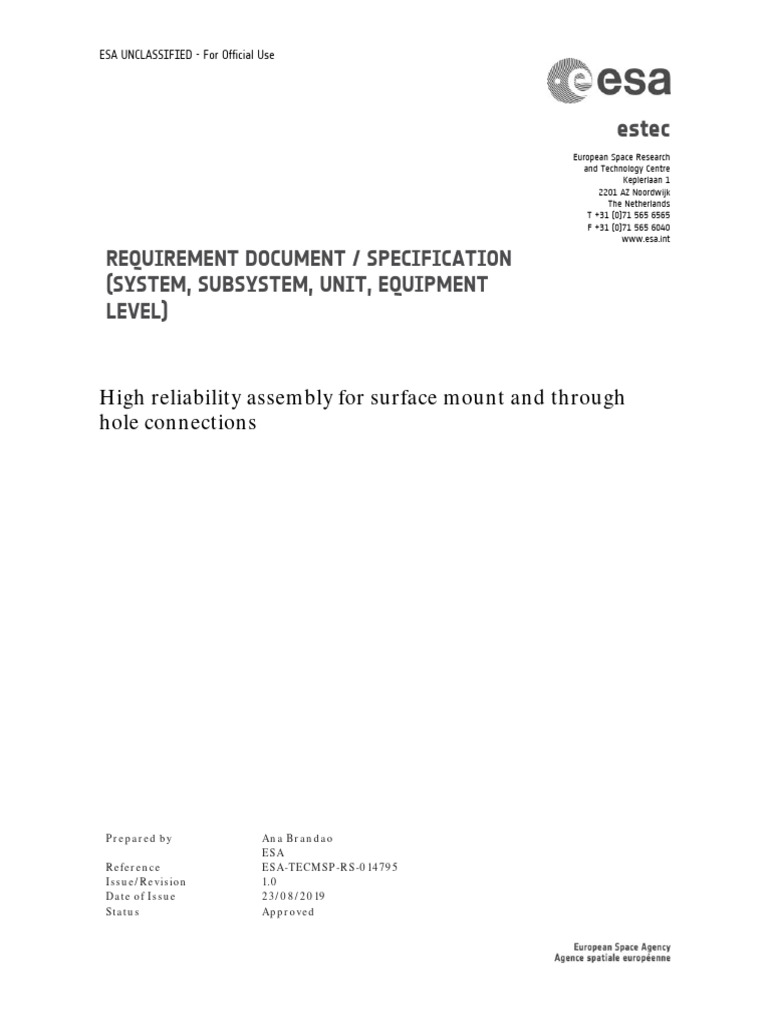 Esa Tecmsp Rs 014795 High Reliability Assembly For Surface Mount and ...