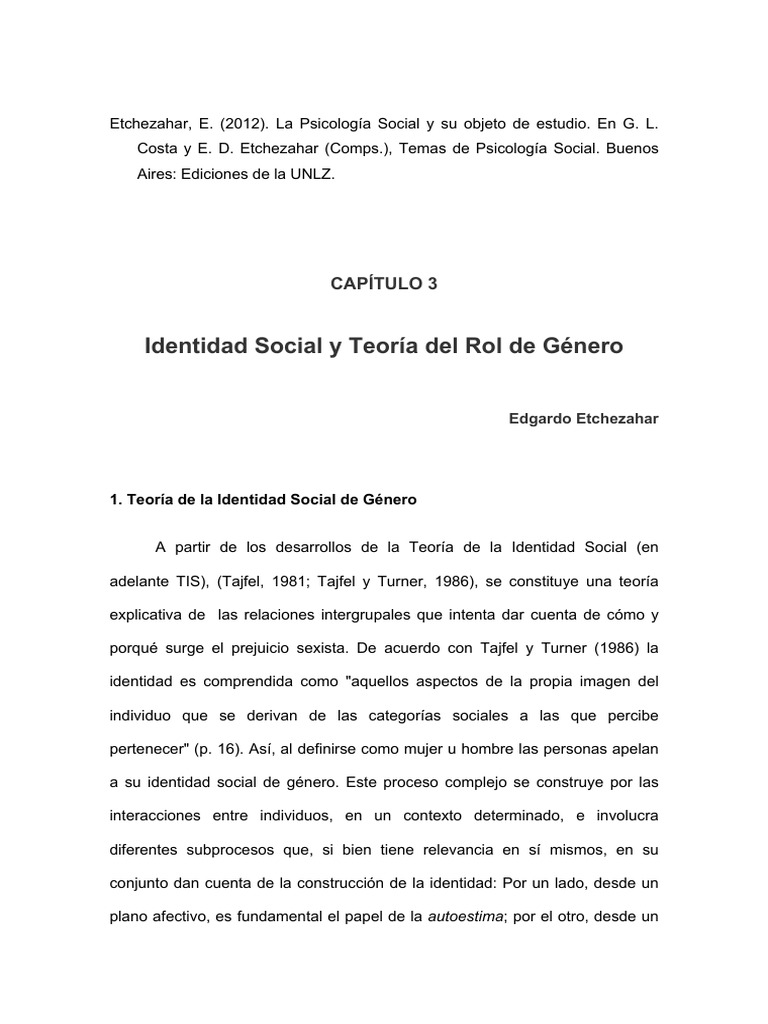 Identidad Social y Género en Psicología | PDF | Género | Estudios de género