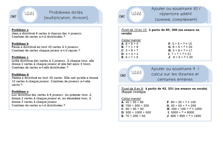 Problèmes de calcul pour CM2 | PDF
