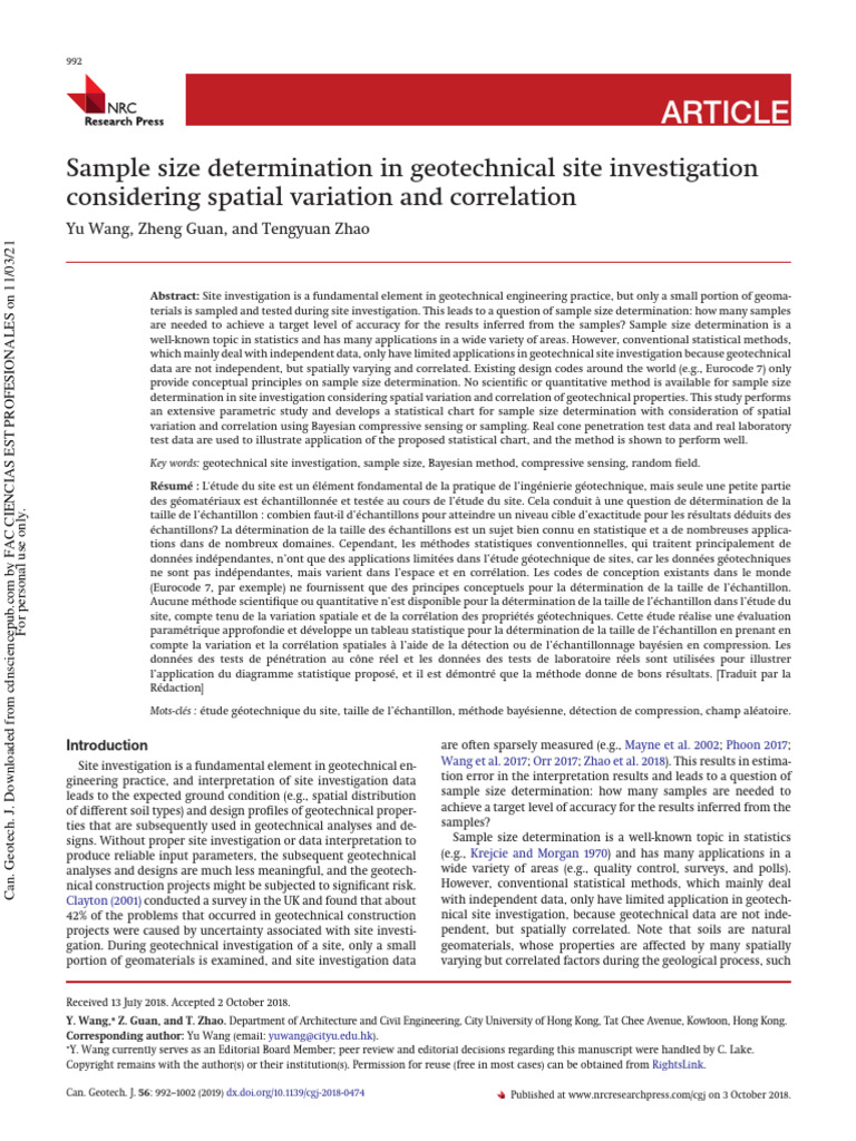 Geotechnical Sample Size Optimization | PDF | Statistics | Sampling ...
