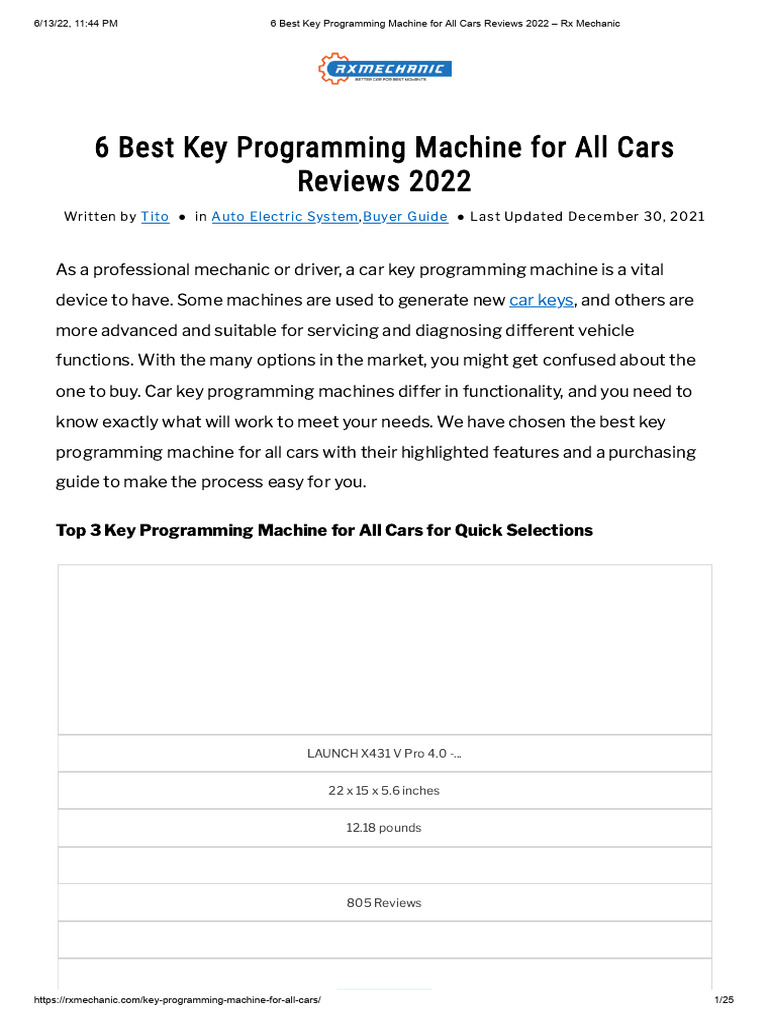 6 Best Key Programming Machine For All Cars Reviews 2022 - RX Mechanic ...
