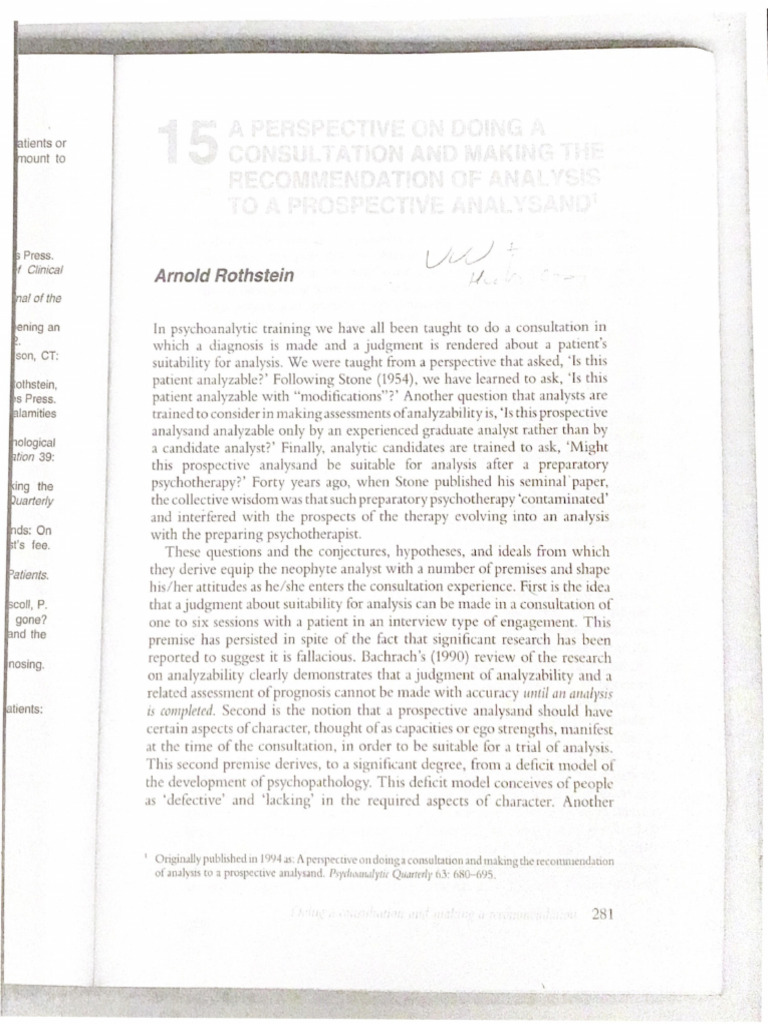 Rothstien, A. - A Perspective On Doing A Consultation | PDF ...