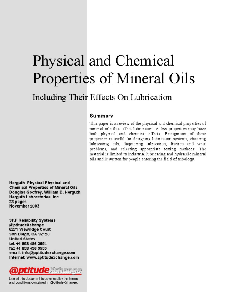 237225 Physical and Chemical Properties of Mineral Oils Viscosity
