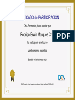 Mantenimiento Industrial - Certificado de Participación