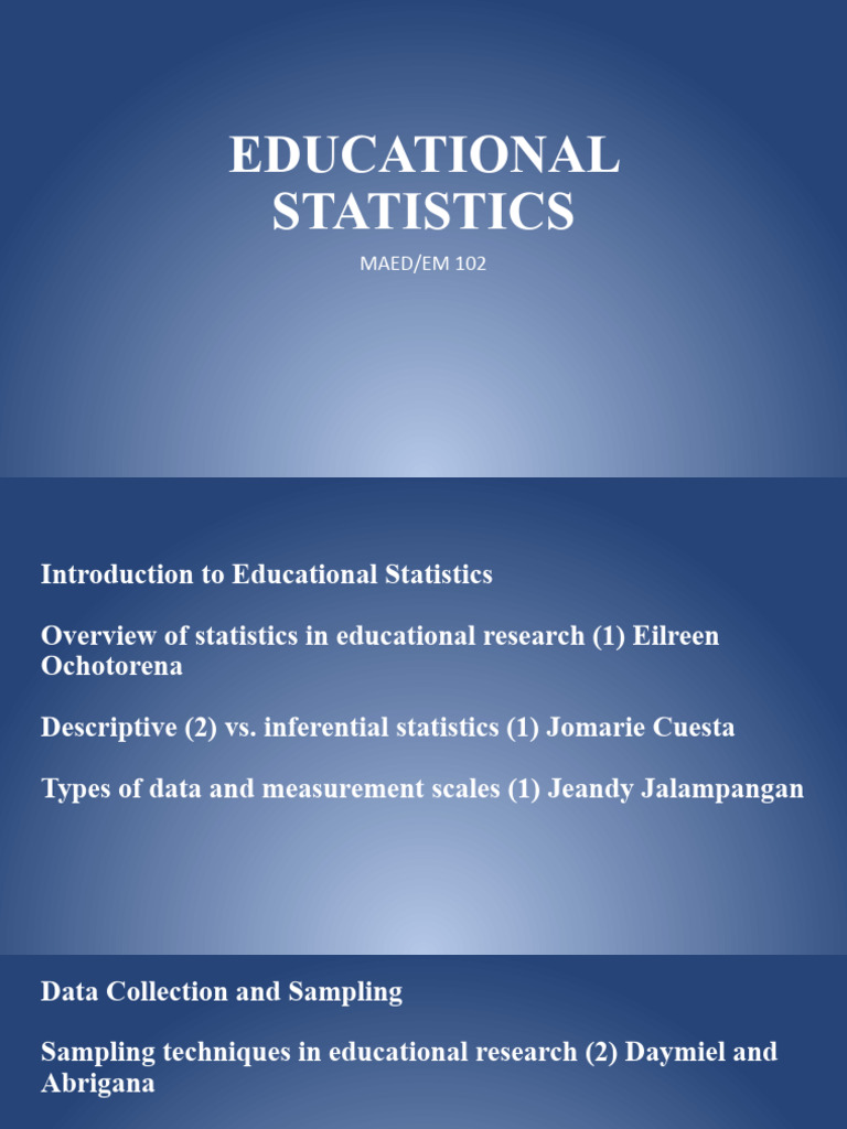Educational Statistics Topics | PDF | Self-Improvement | Science ...
