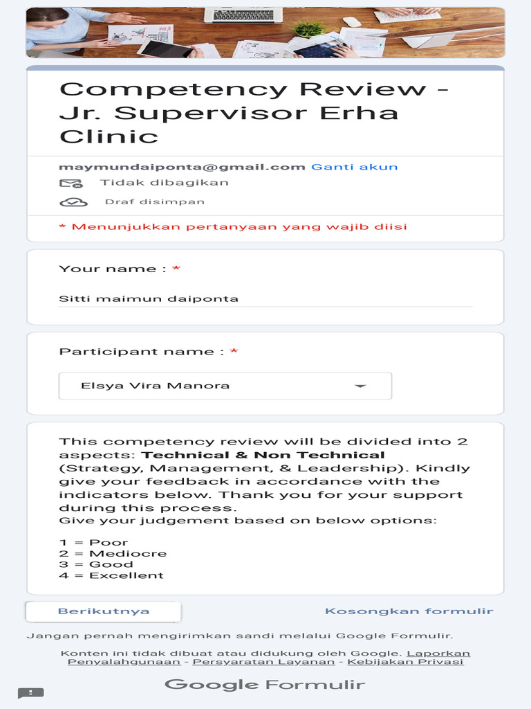 Competency Review - Jr. Supervisor Erha Clinic | PDF