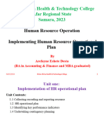 Unit One - Implementation of HR Operational Plan