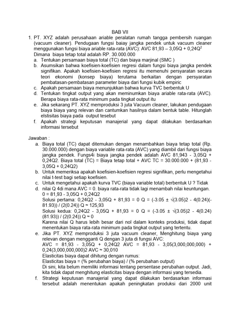 Menghitung Biaya Variabel Rata-Rata | PDF