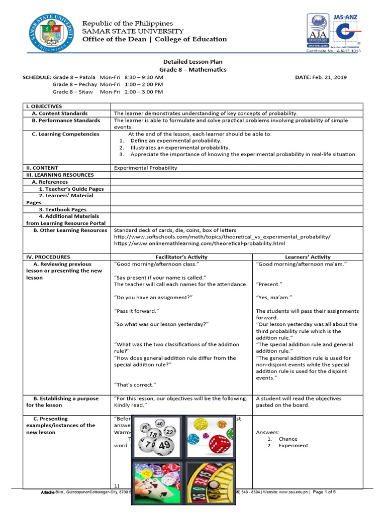 Experimental Probability Pdf Probability Learning