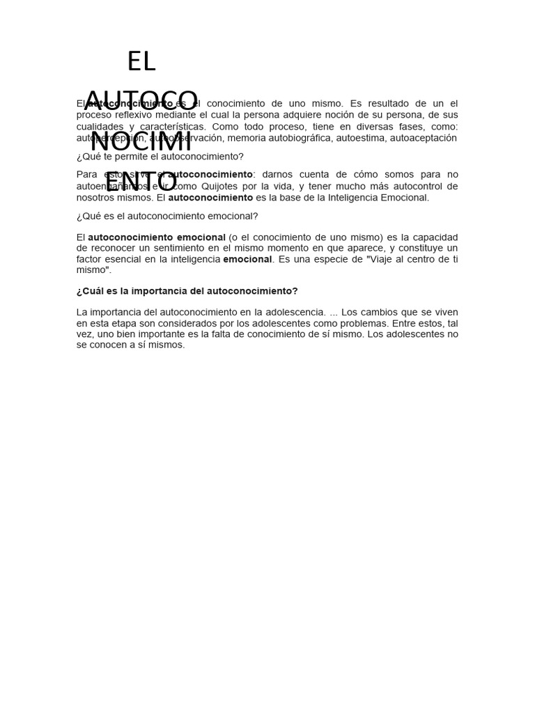 El Autoconocimiento Pdf