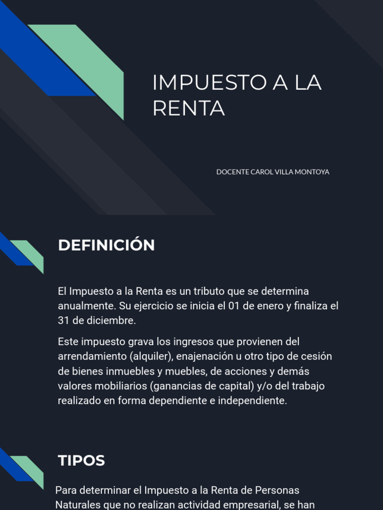 Impuesto a la Renta: Guía y Cálculo | PDF | Impuestos | Bienes raíces