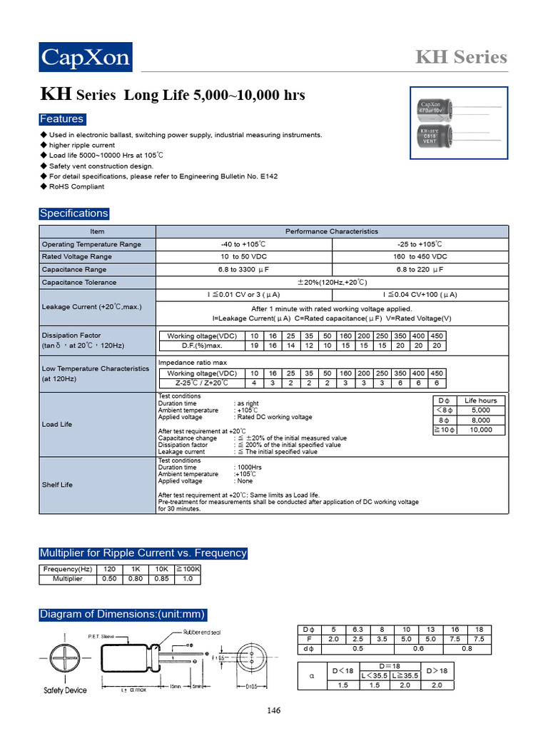 Capxon (Radial) 2011 KH Series | PDF | Capacitor | Electrical Components