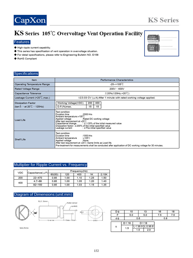 Capxon (Radial) 2011 KS Series | PDF | Capacitor | Electronic Engineering