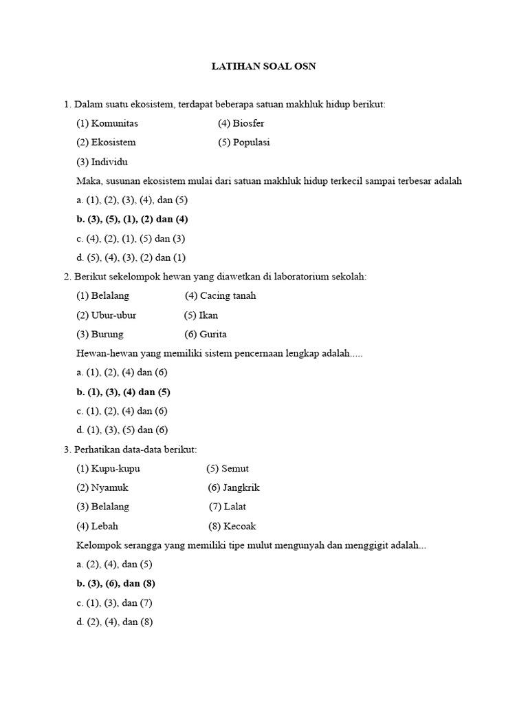 Soal Latihan OSN Sains Kelas 4 SD | PDF