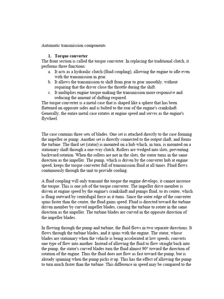 Automatic Transmission Components | PDF | Automatic Transmission ...