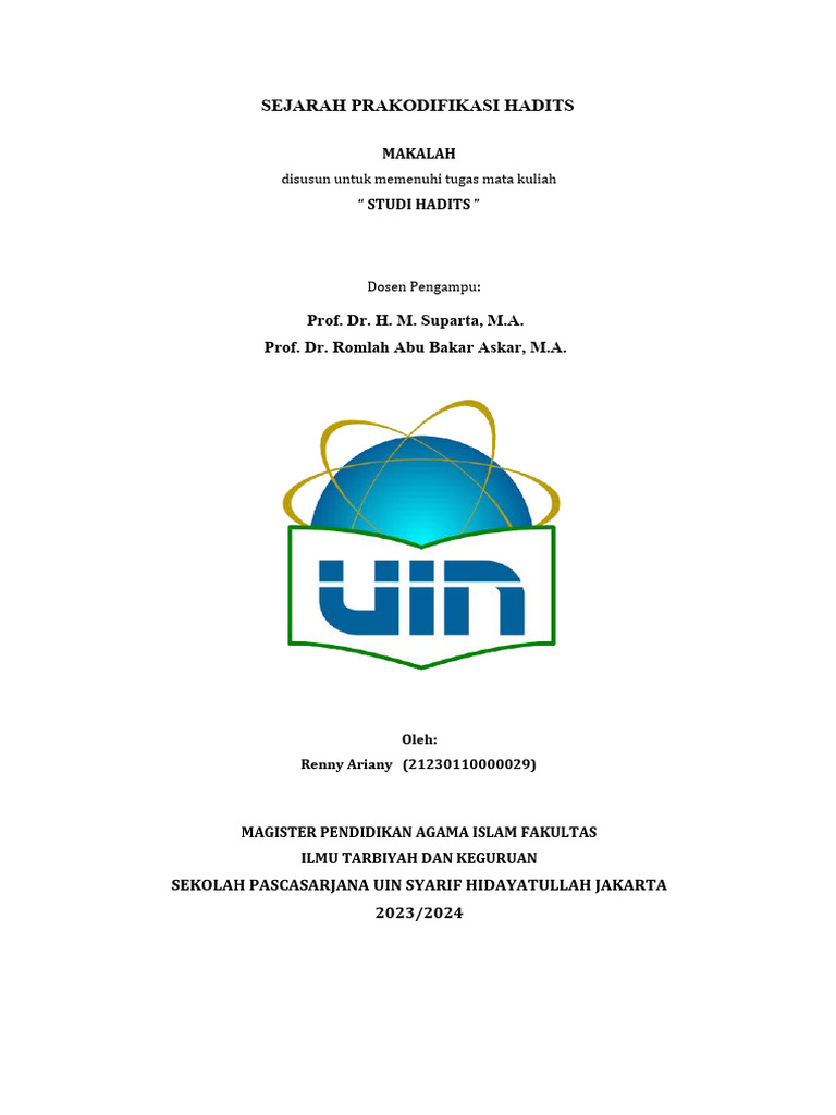 Prakodifikasi Hadits Renny Ariany PDF