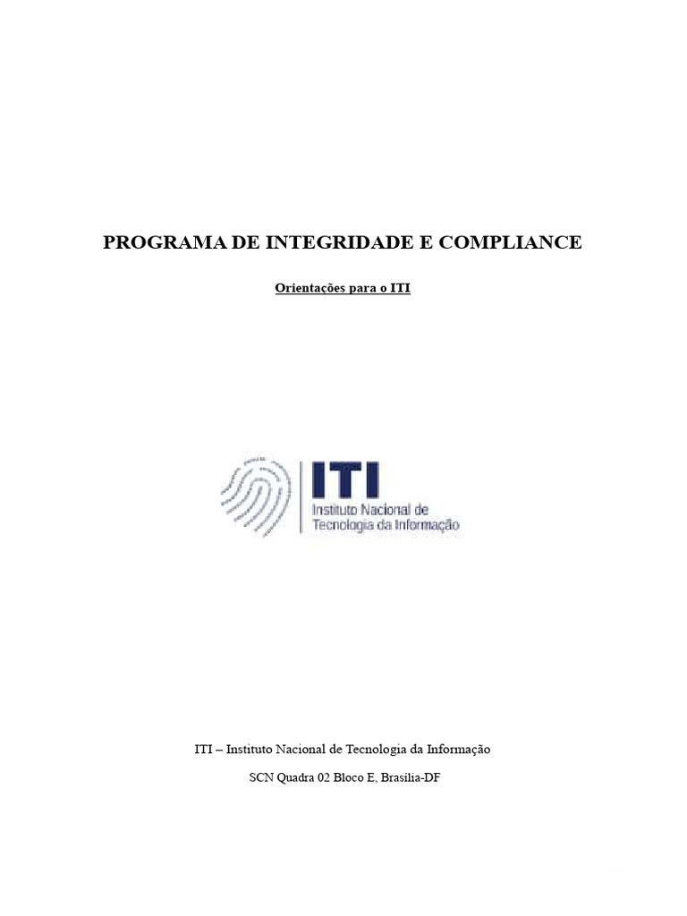 Programa de Integridade e Compliance ITI | PDF | Conformidade ...