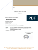 Certificat de Scolarité 2023/2024: Monsieur NOAH CHANUT