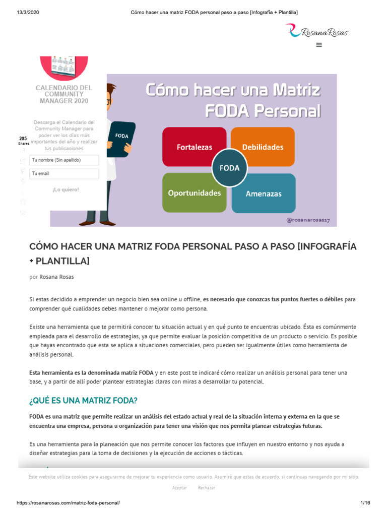Cómo Hacer Una Matriz FODA Personal Paso A Paso (Infografía + Plantilla ...