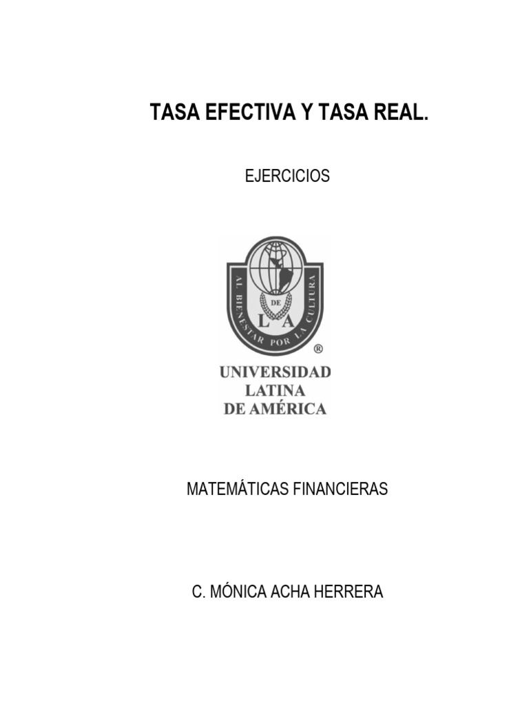 Ejercicios de Tasa Efectiva y Real | PDF | Tasas de interés | Préstamos