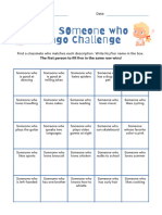 Find Someone Who Bingo Challenge Worksheet