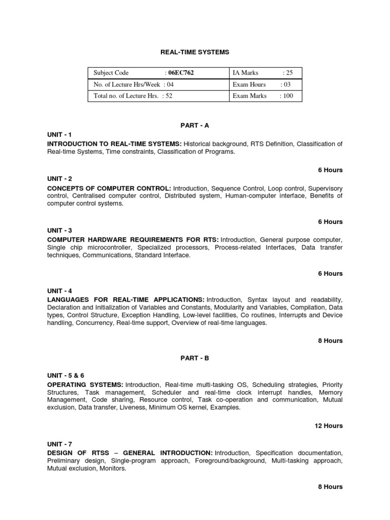 Real-Time Systems Course Overview | PDF