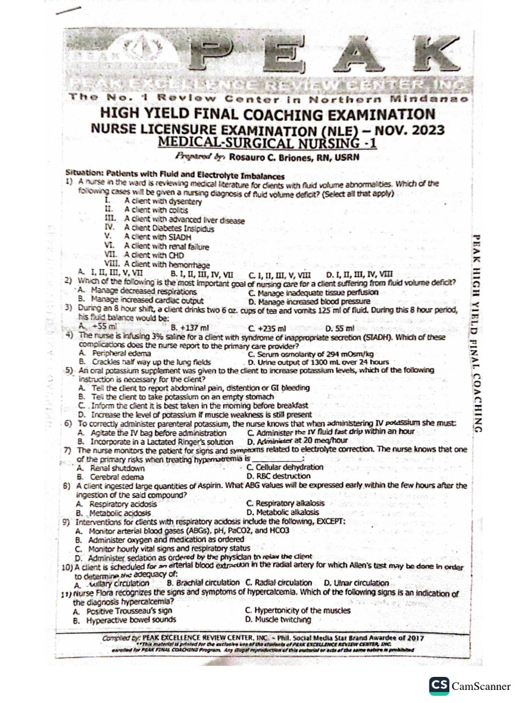 Final Coaching - Med Surg | PDF