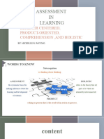 Assessment in Learning 1: LEARNER CENTERED, PRODUCT-ORIENTED, COMPREHENSION AND HOLISTIC