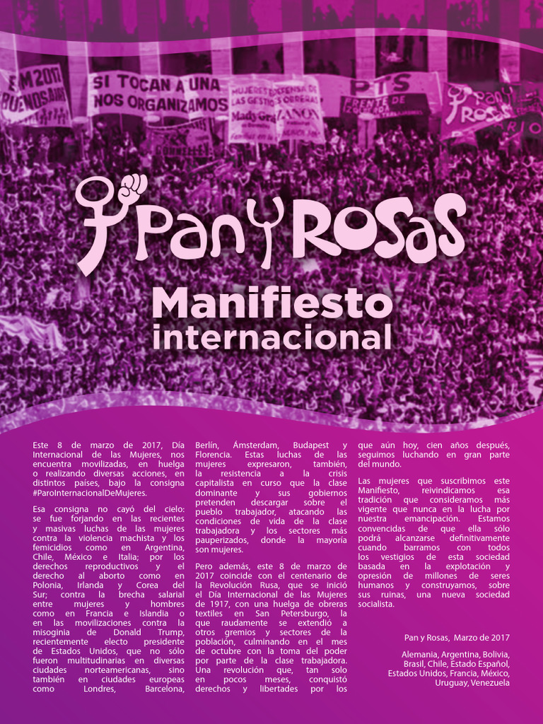 Manifiesto Internacional Pan y Rosas | PDF | Feminismo | Estudios de género