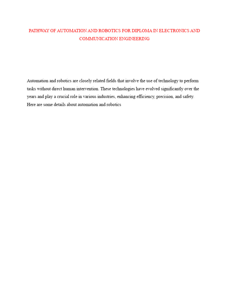 Automation and Robotics Overview for Engineers | PDF