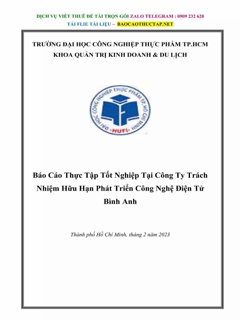 PDF Bao Cao Thuc Tap Tot Nghiep Tai Cong Ty Dien Tu - Compress | PDF