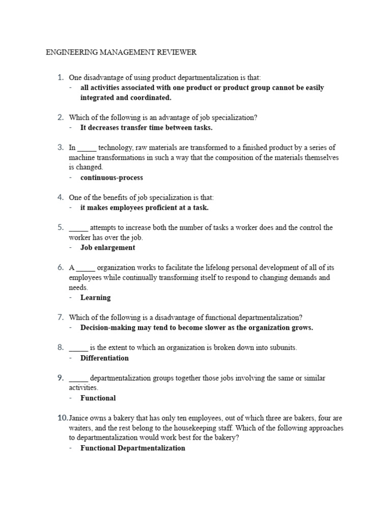 Engineering Management Concepts Overview | PDF | Employment ...