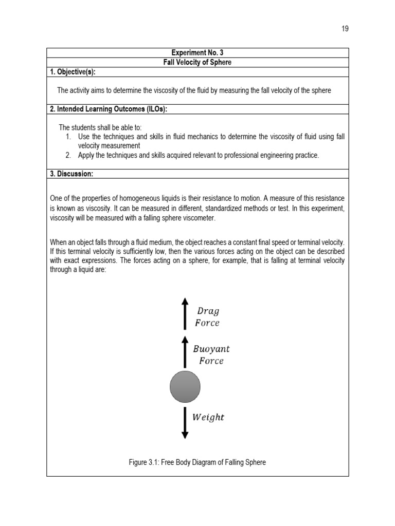 Experiment 3 - Falling Velocity of Sphere | PDF