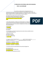 Examen Paracial 7 Preguntas de Historia Primero de Secundaria