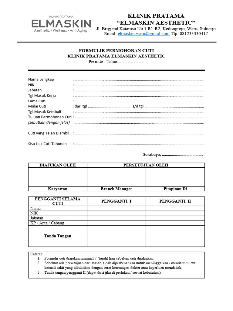 Surat pengajuan cuti elmaskin pdf